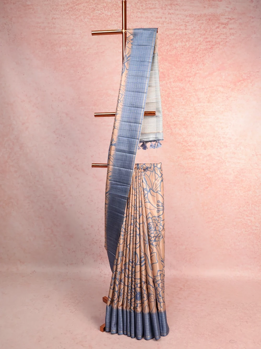 Cream Semi Tussar Saree