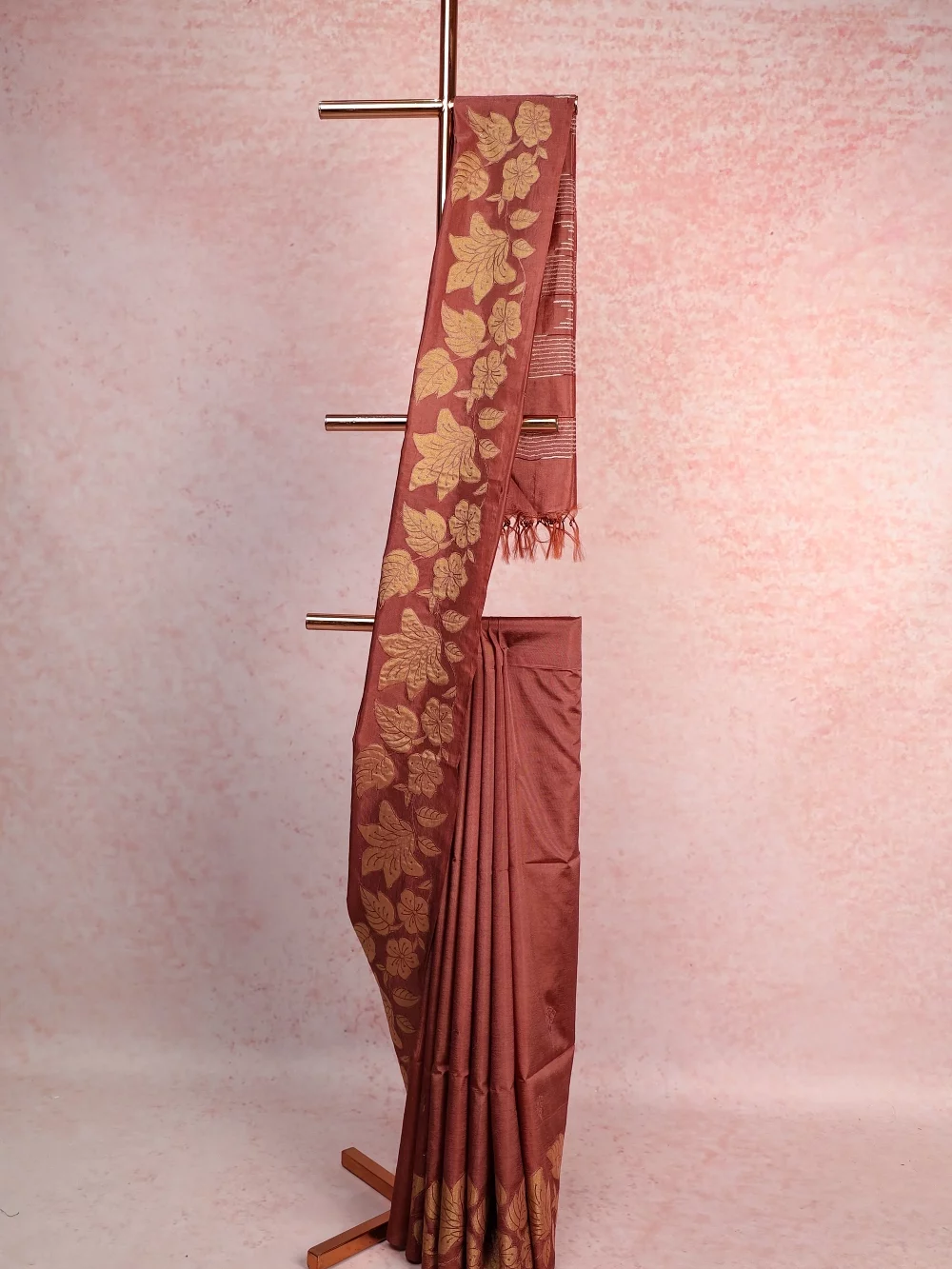 Brown Tussar Silk Saree