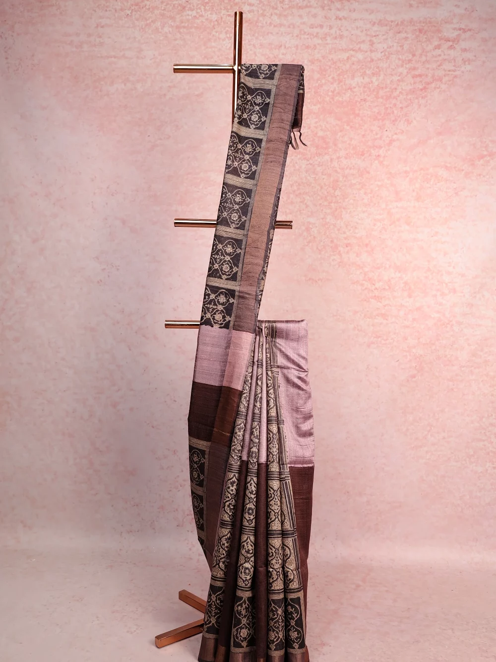 Ash Lavender Jute Silk Saree