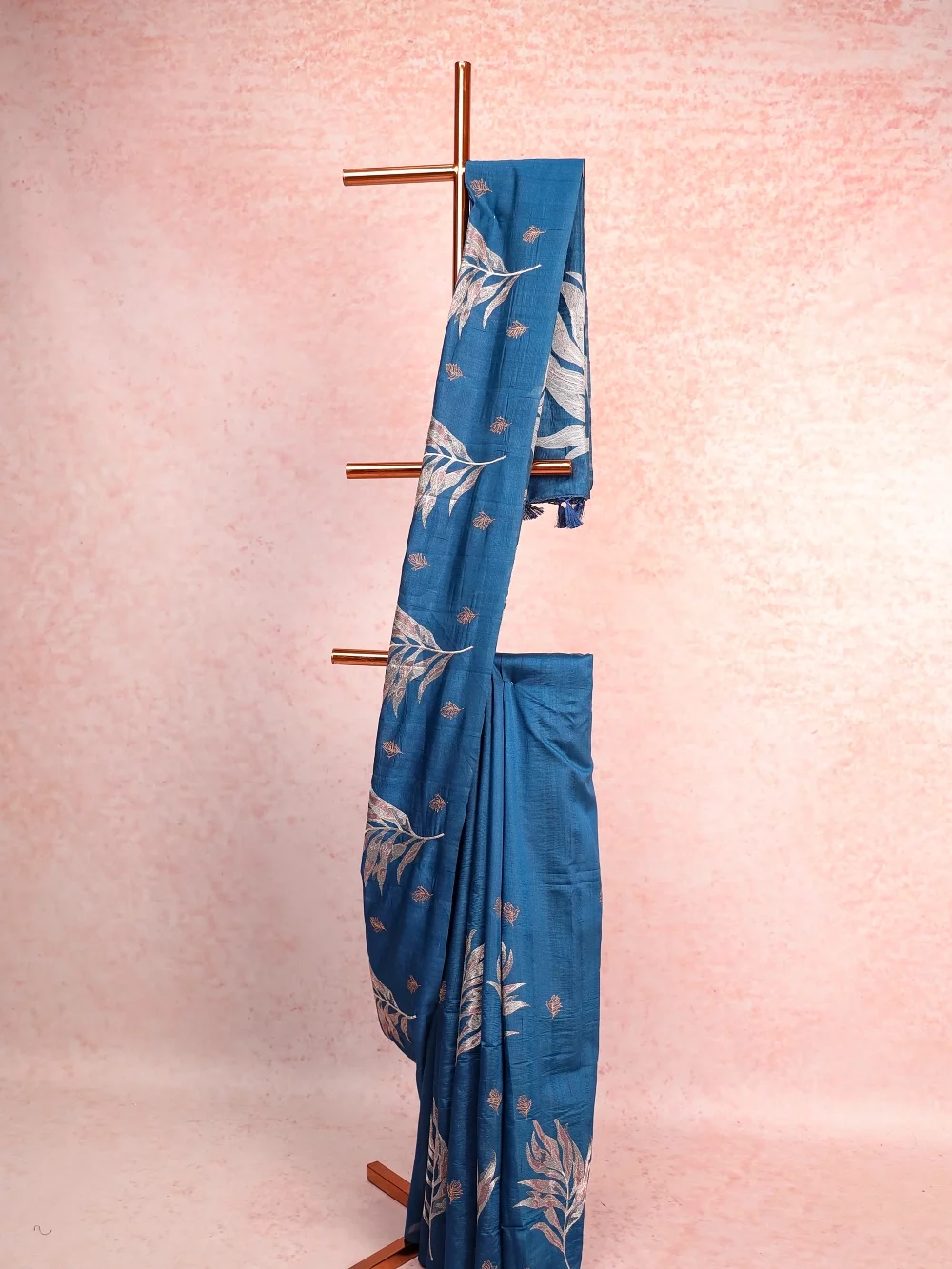 Dark Blue Semi Tussar Saree