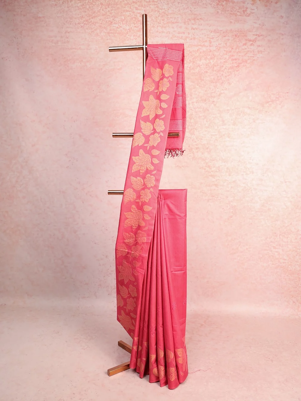 Pastel Pink Tussar Saree
