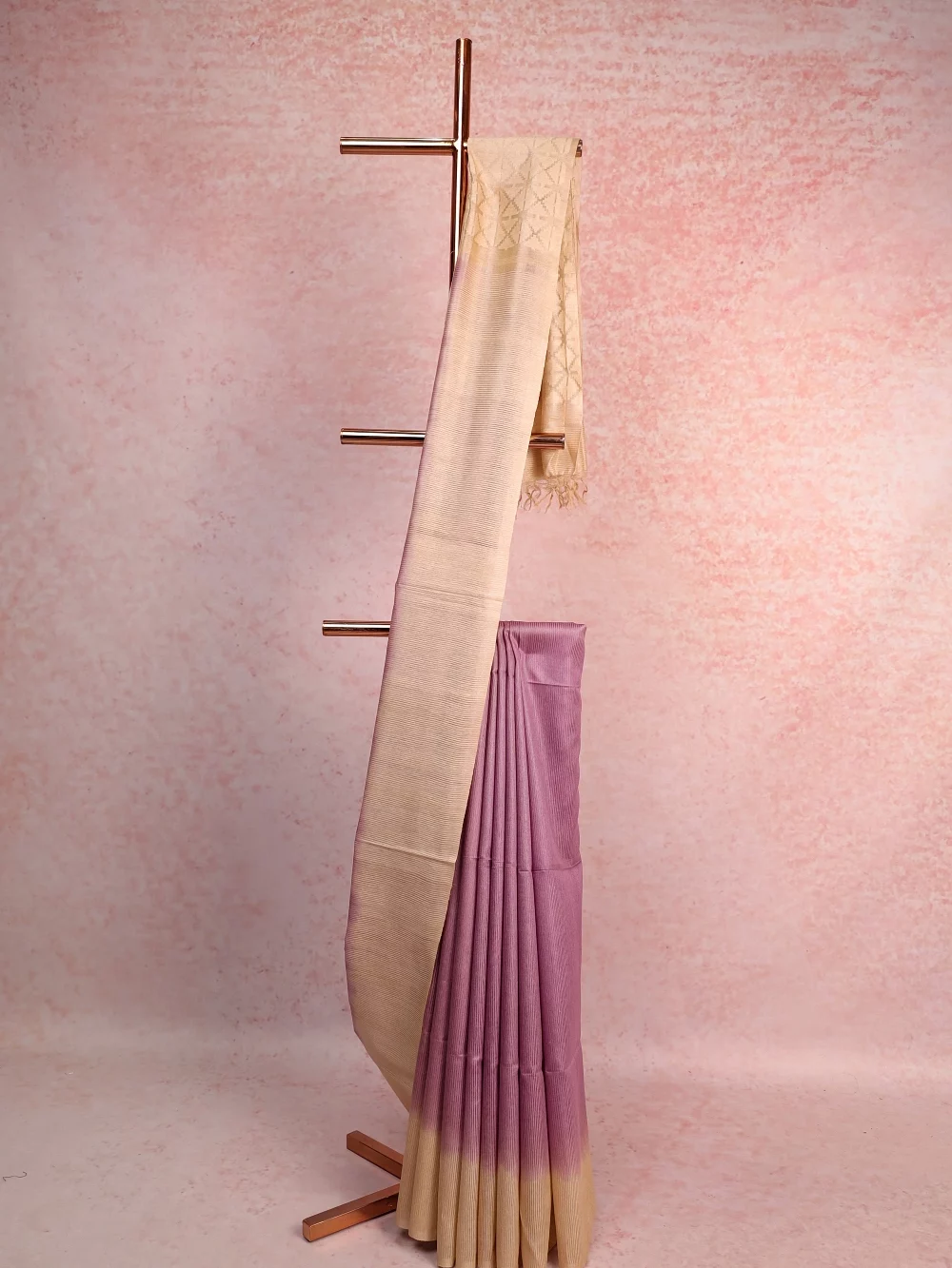 Lavender Tussar Silk Saree