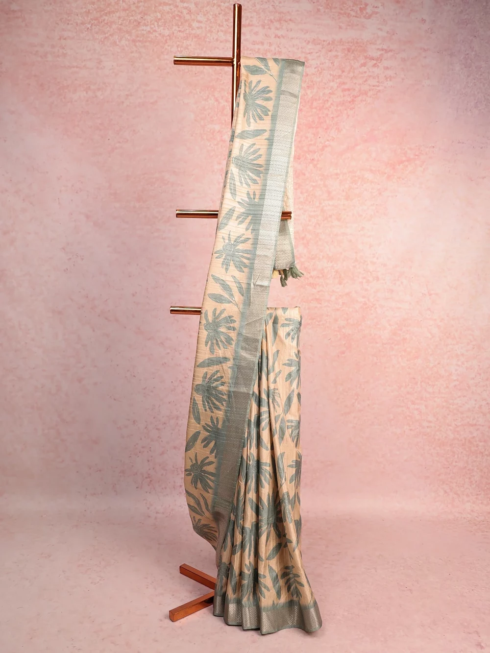 Cream Semi Tussar Saree