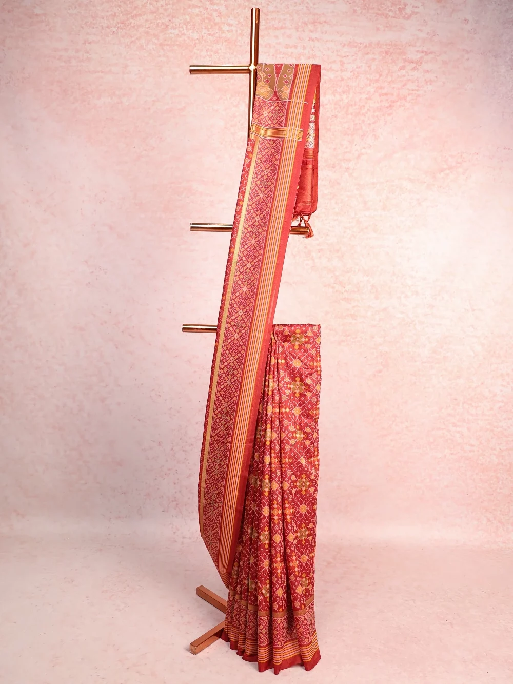 Rust Orange Semi Silk Saree