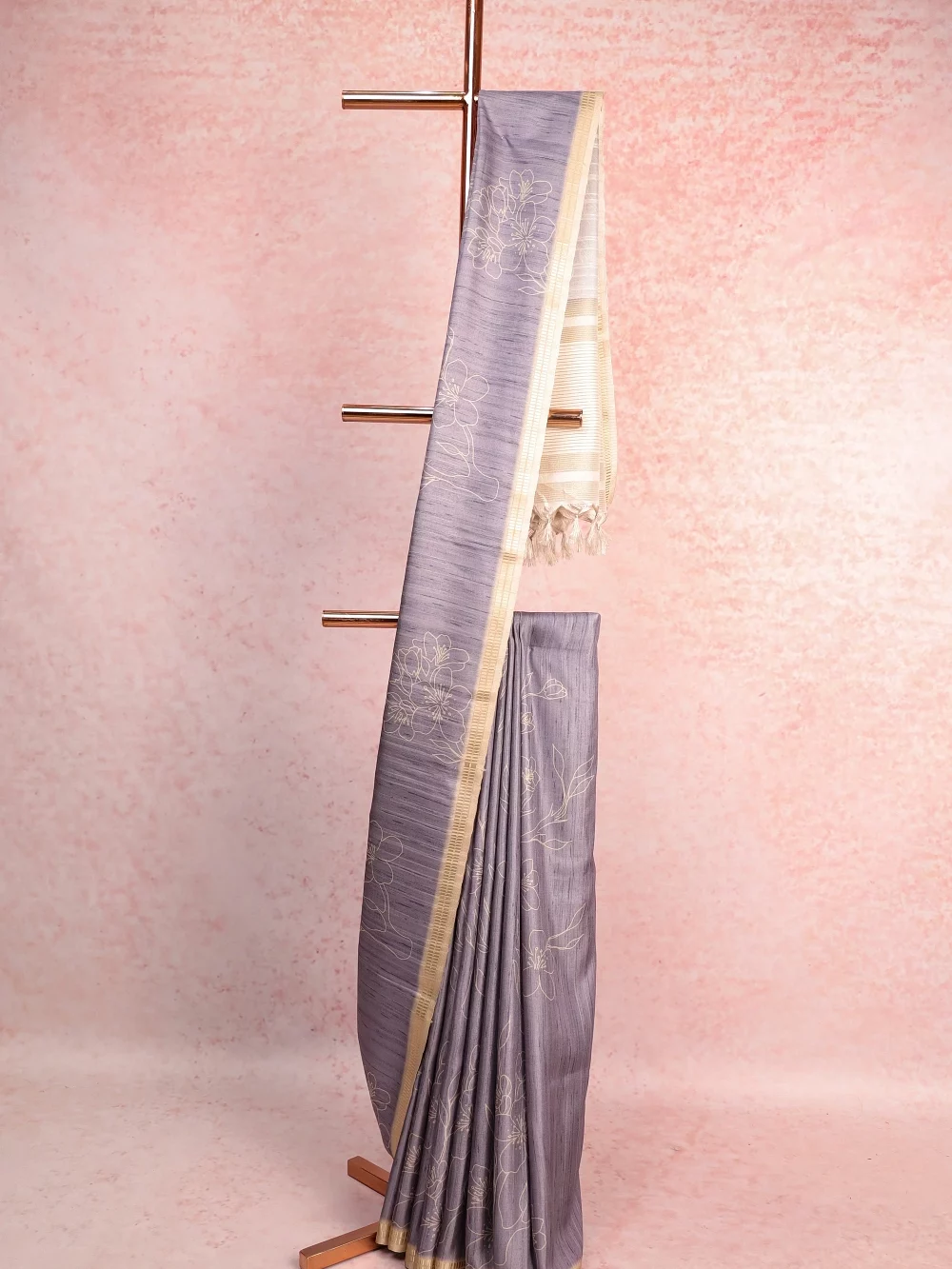 Grey Semi Tussar Saree