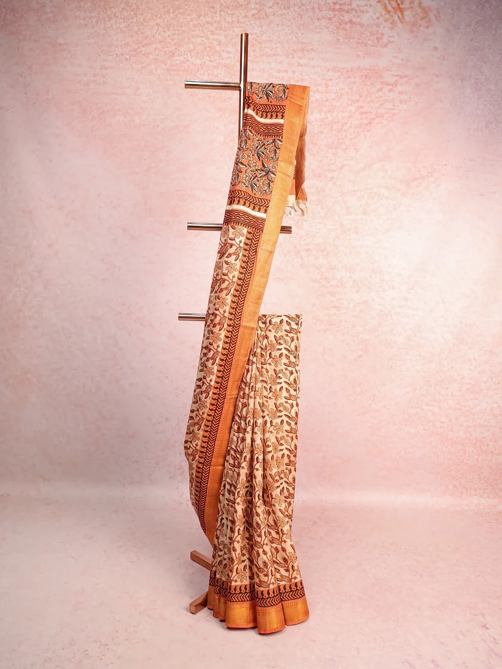 Cream Semi Tussar Saree