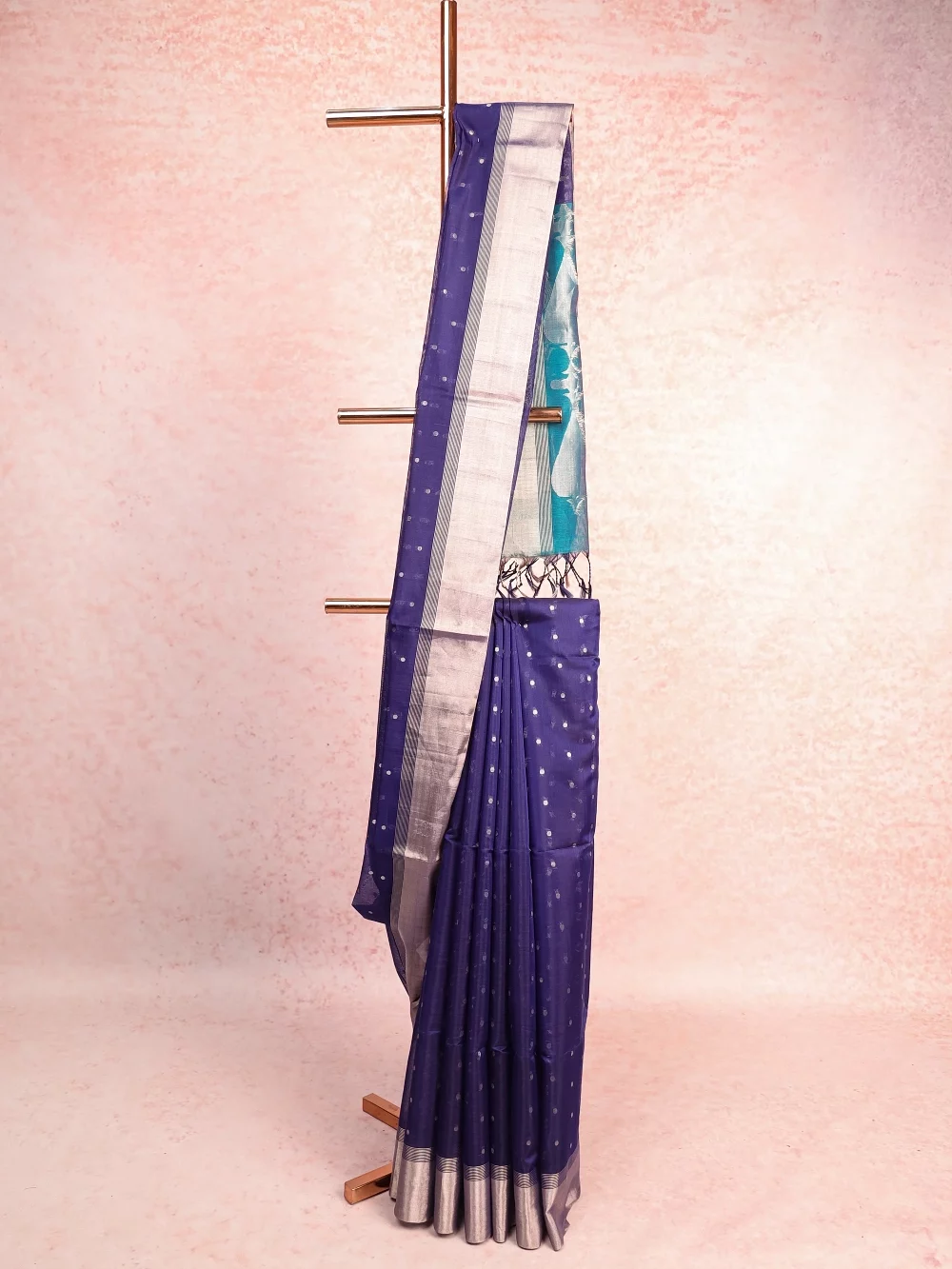 Navy Blue Cotton Silk Saree