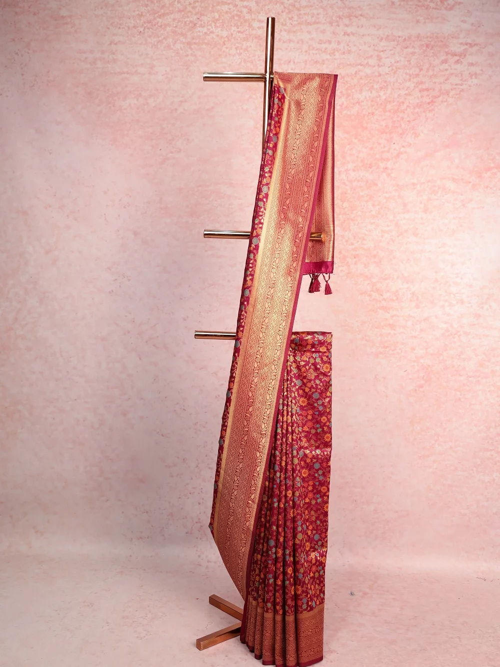 Magenta Semi Banarasi Saree