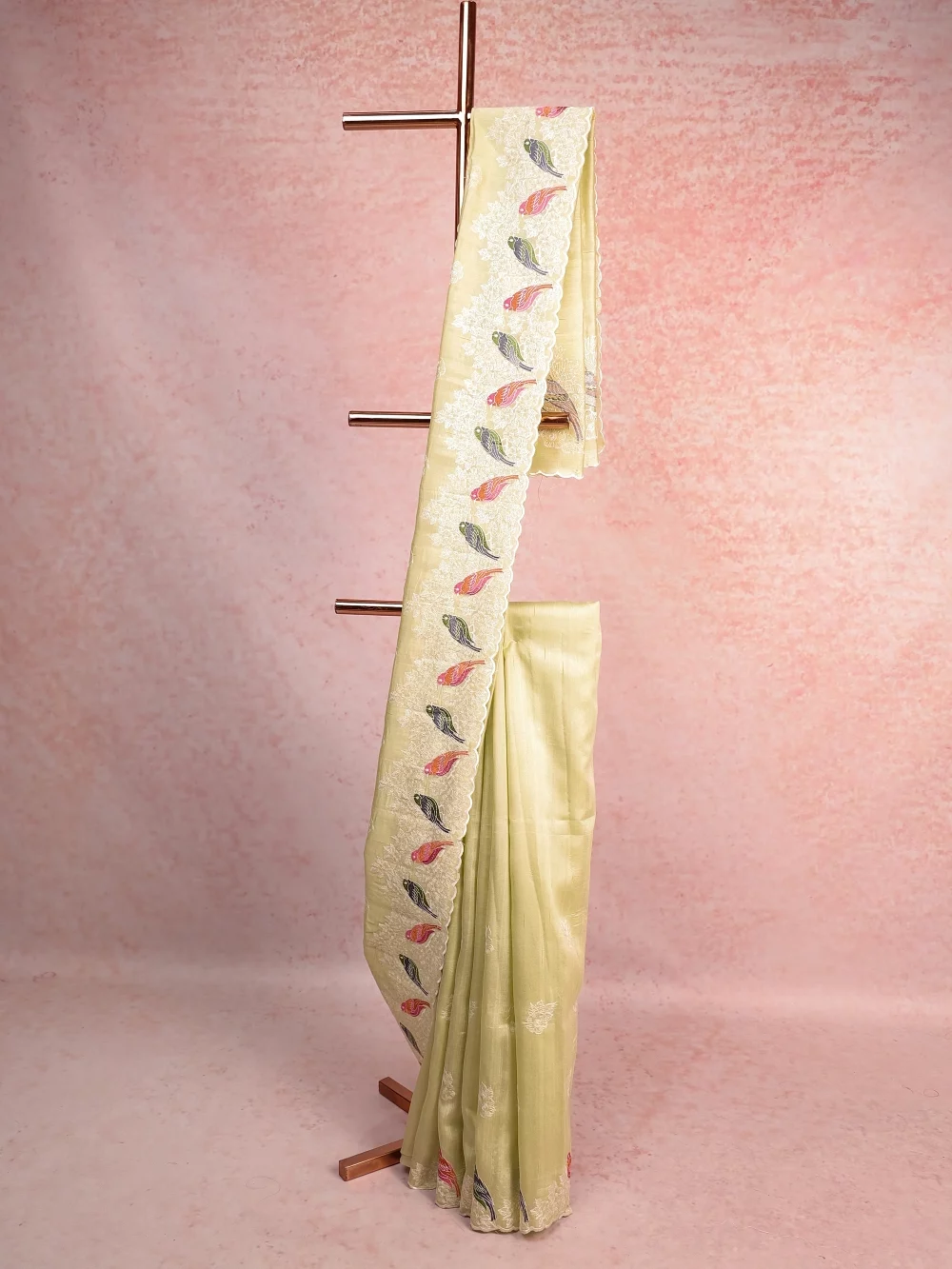 Pista Green Semi Tussar  Saree