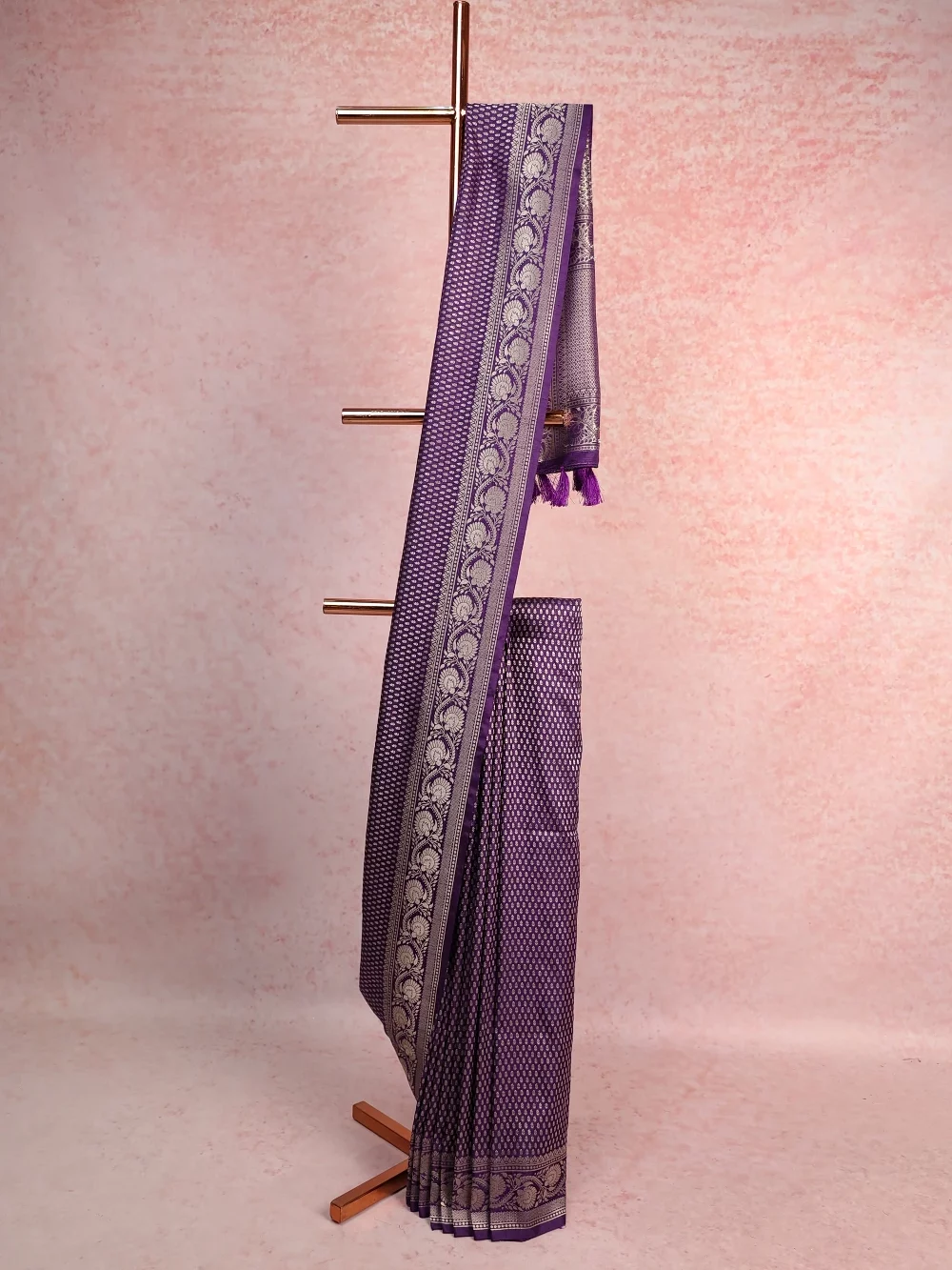 Purple Semi Banarasi Saree