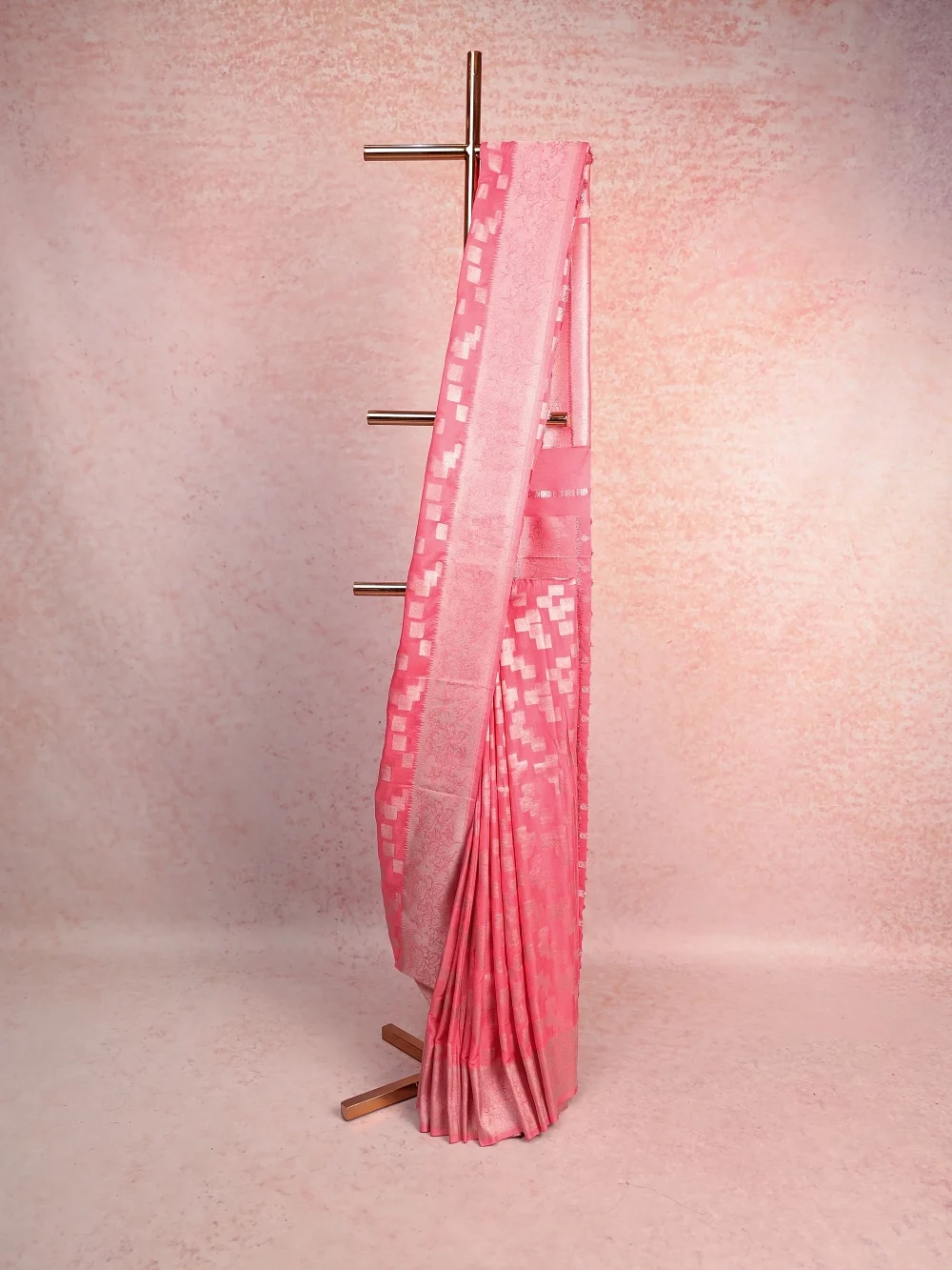 Peach Jute Banarasi Saree