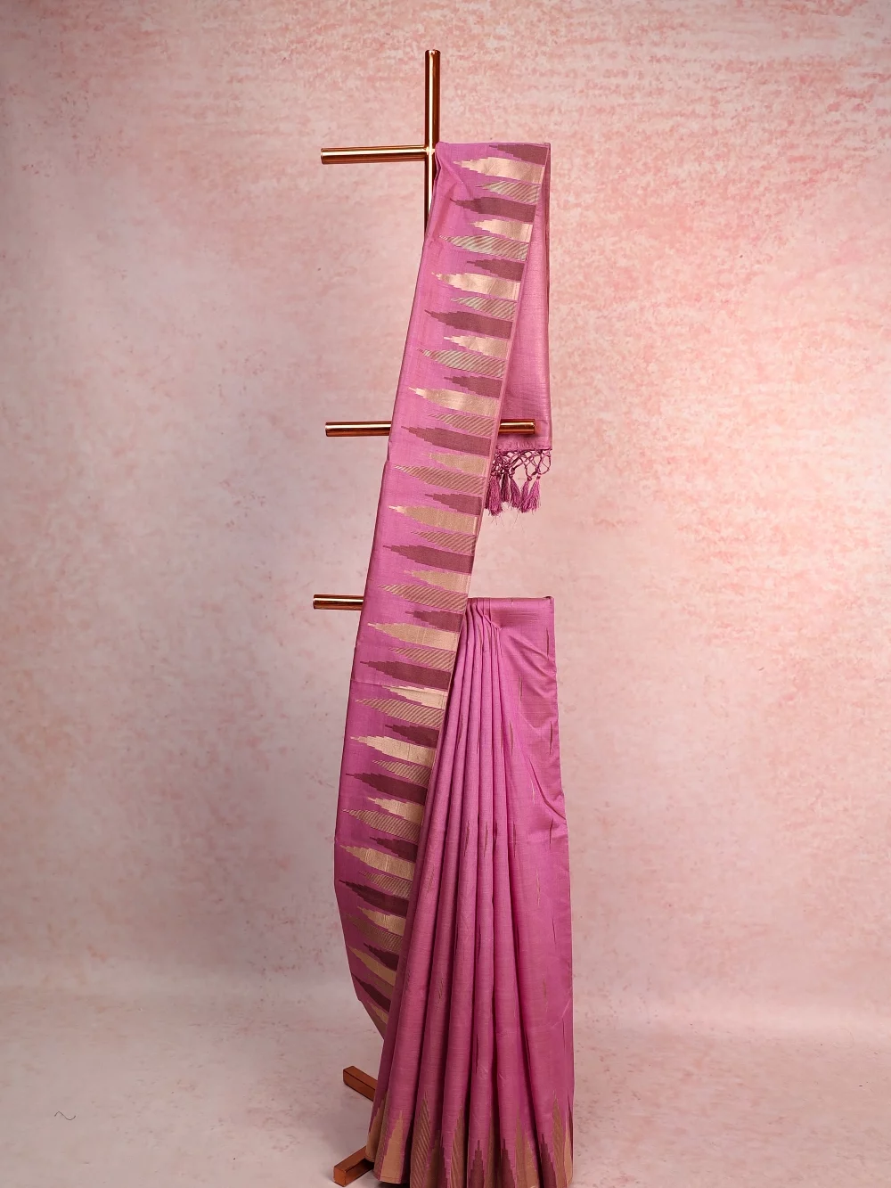 Onion Pink Semi Tussar Saree