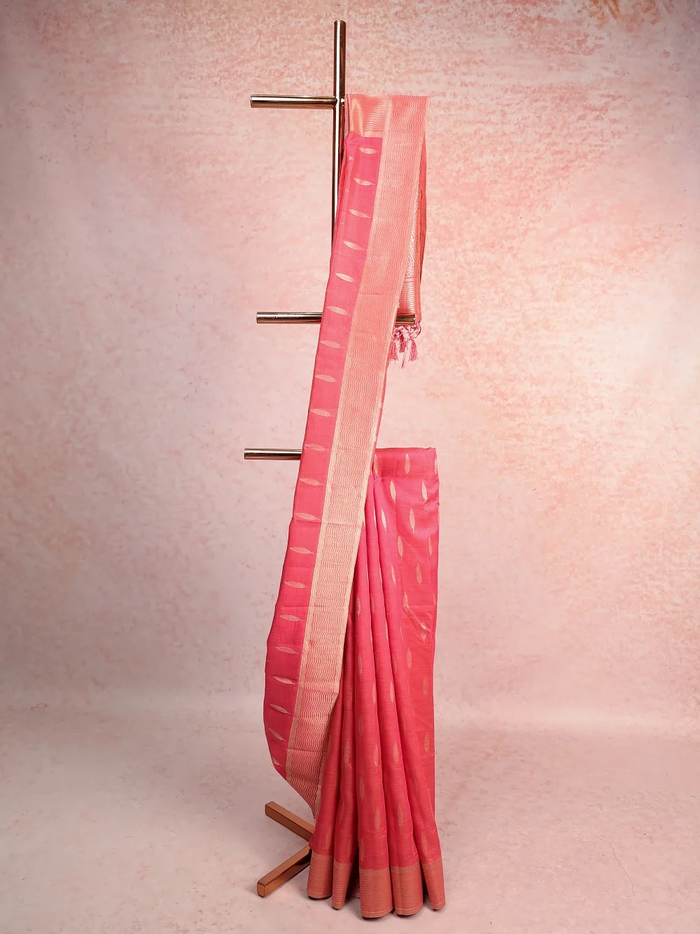 Dark Peach Art Tussar Saree