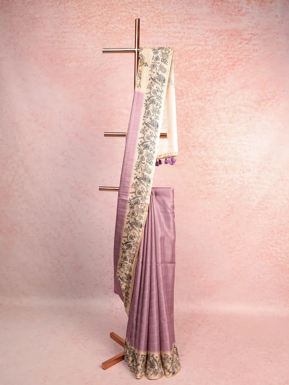 Lavender Semi Tussar Saree