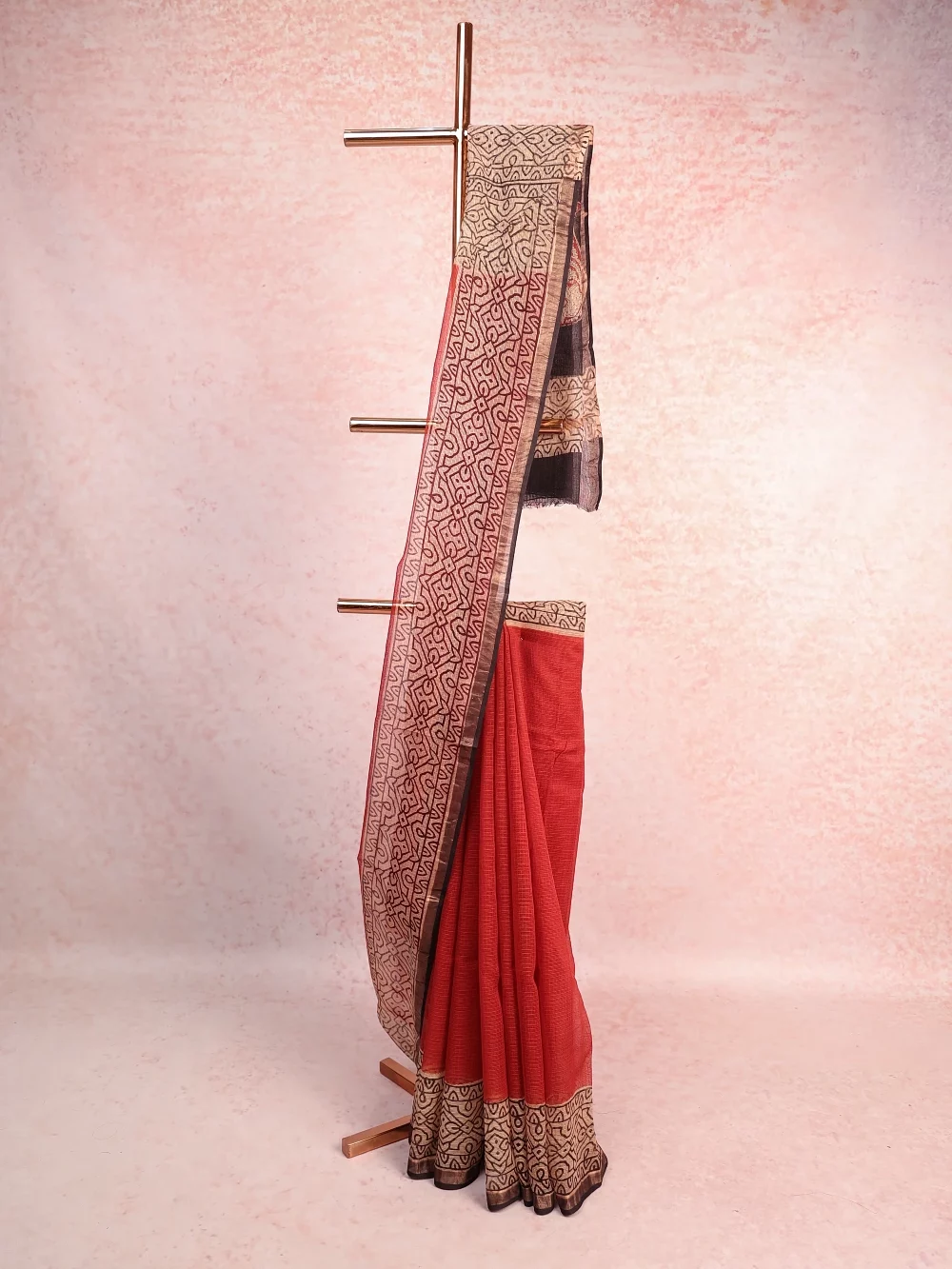 Brick Red Cotton Kota Saree