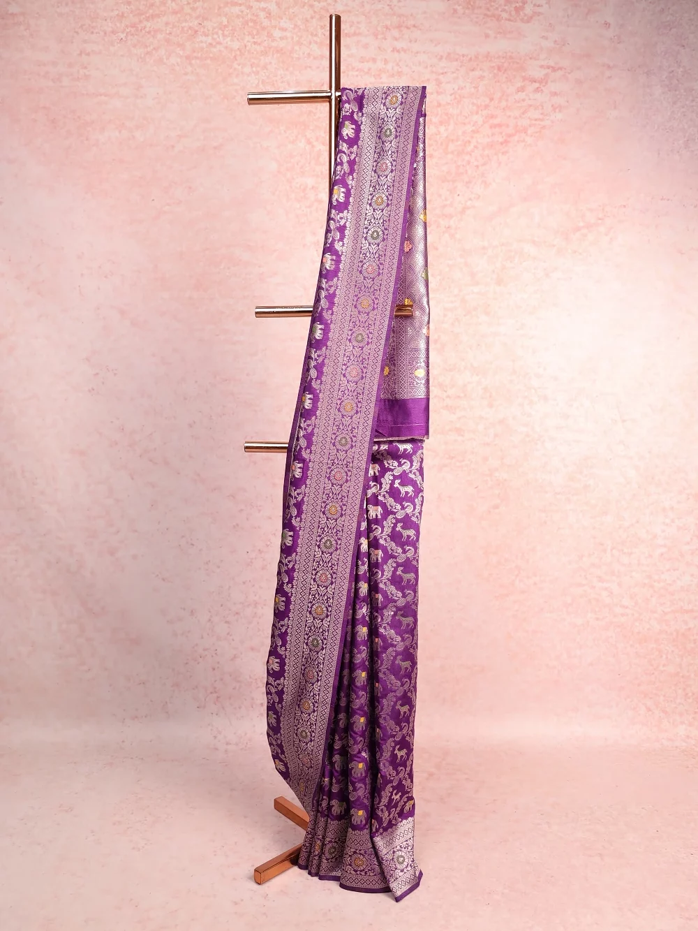 Violet Tussar Banarasi Saree