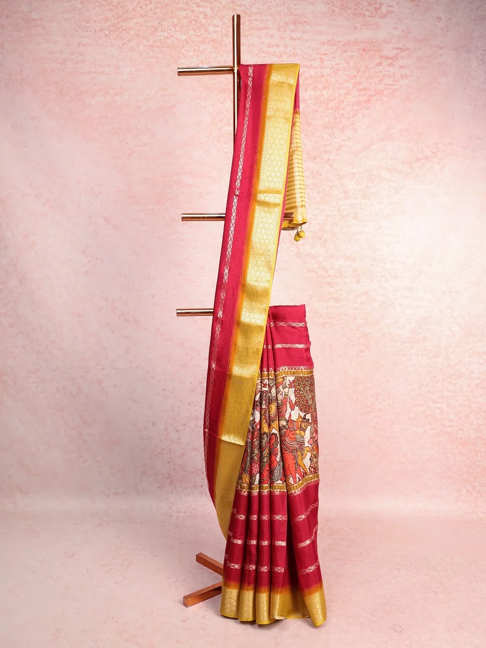 Maroon Semi Silk Saree