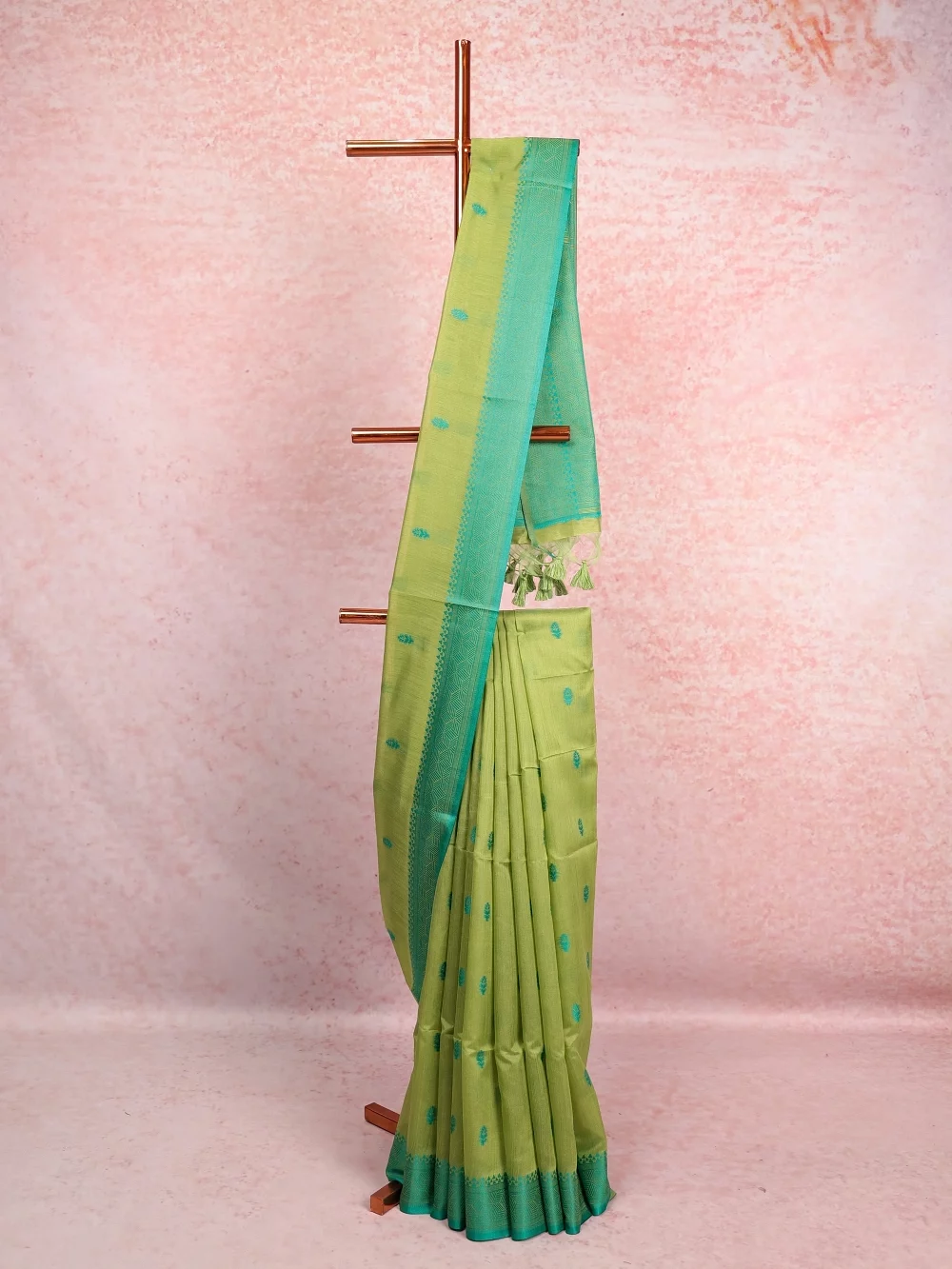 Light Green Semi Jute Saree