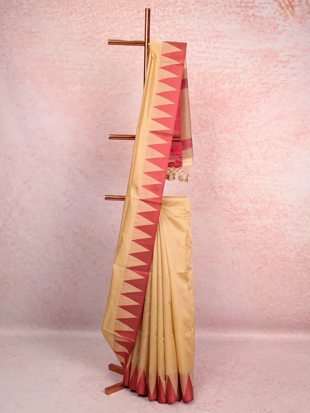 Cream Semi Jute Saree