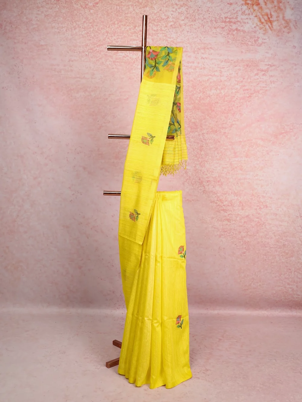 Yellow Semi Jute Saree