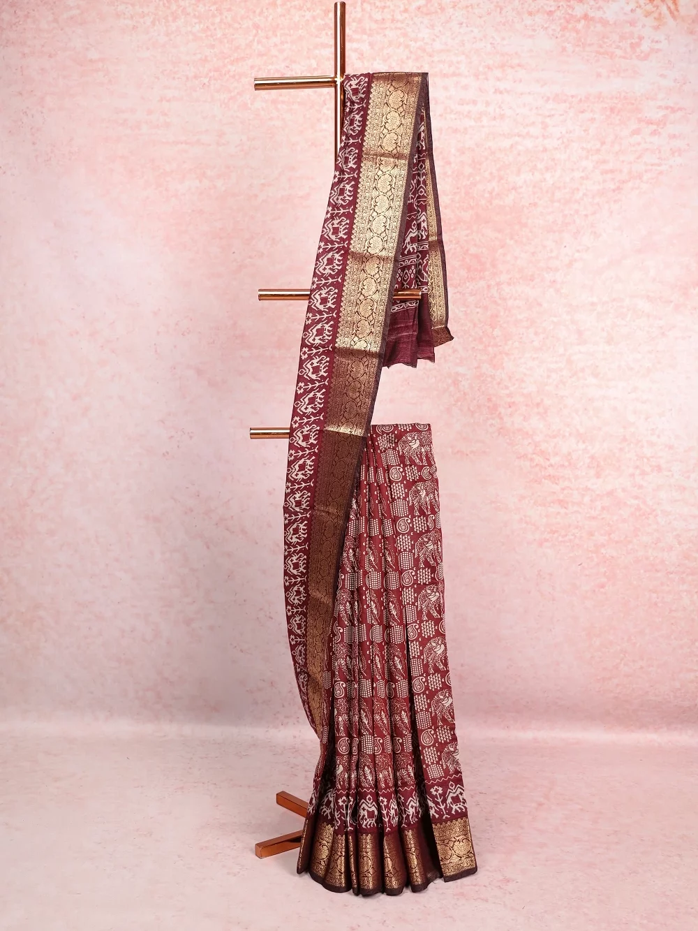 Brown Semi Tussar Saree