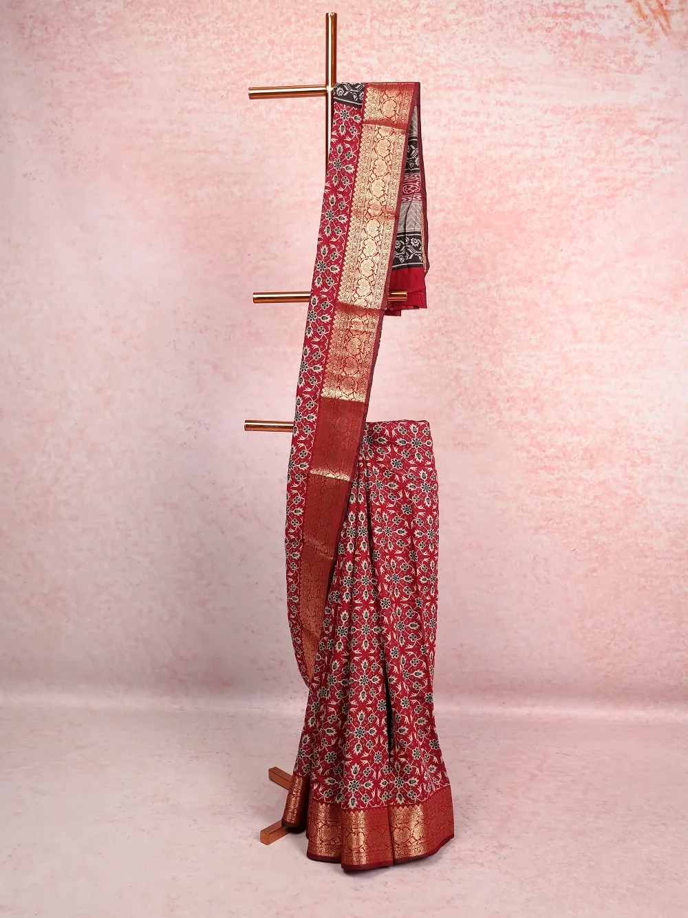 Maroon Semi Chanderi Saree