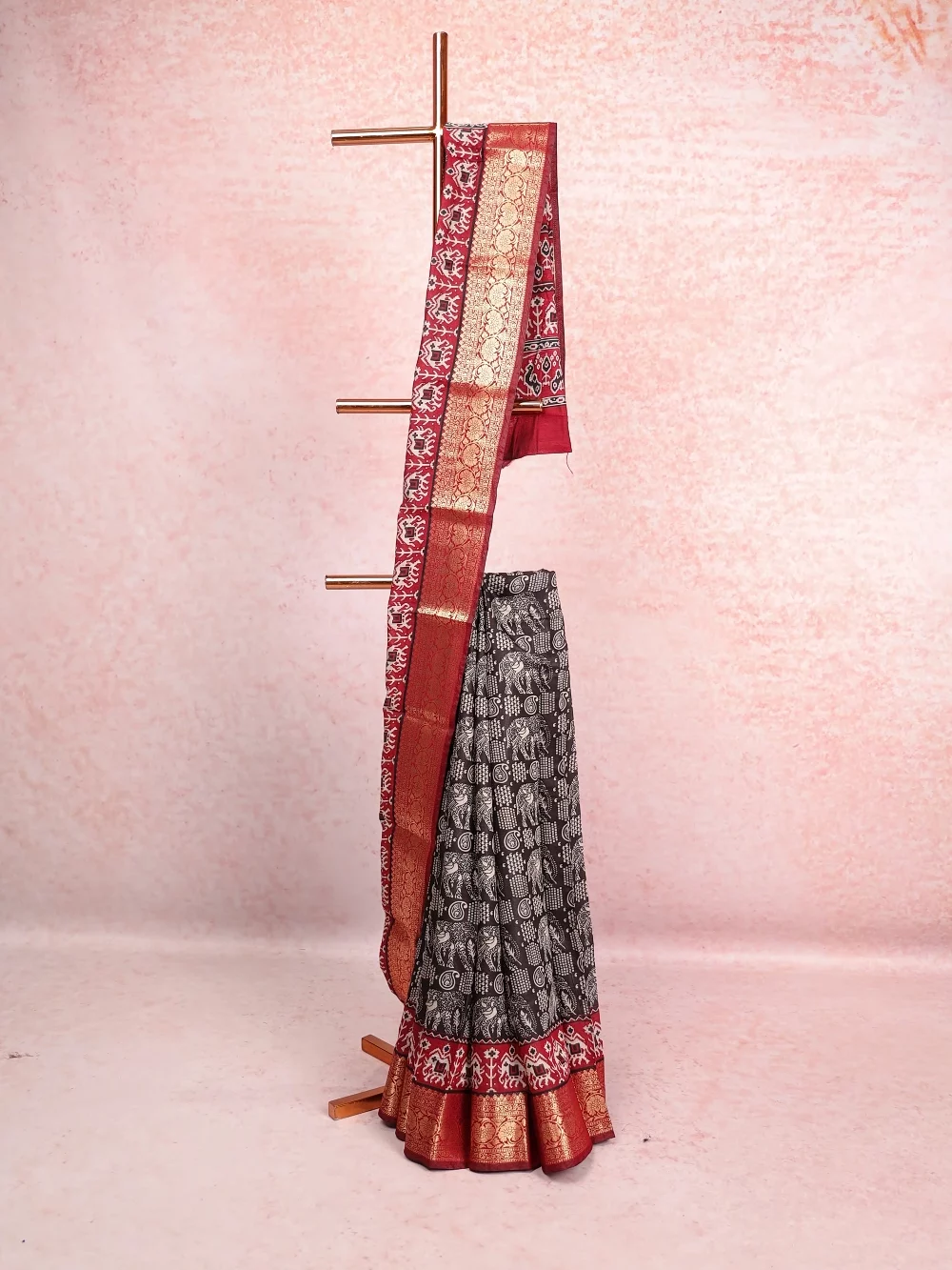 Black Semi Chanderi Saree