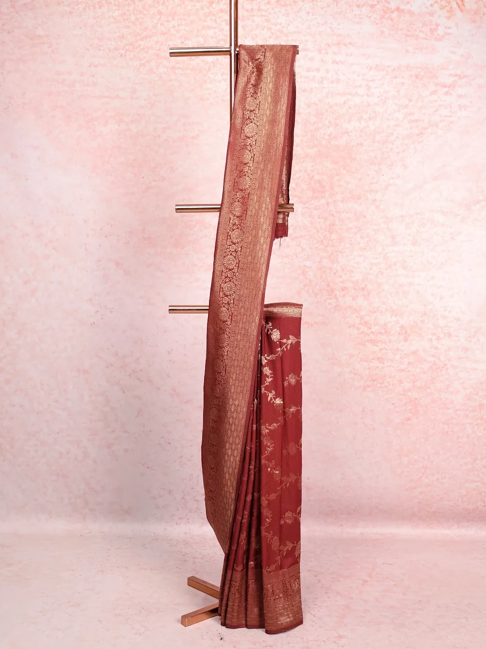 Coffee Brown Semi Banarasi Saree