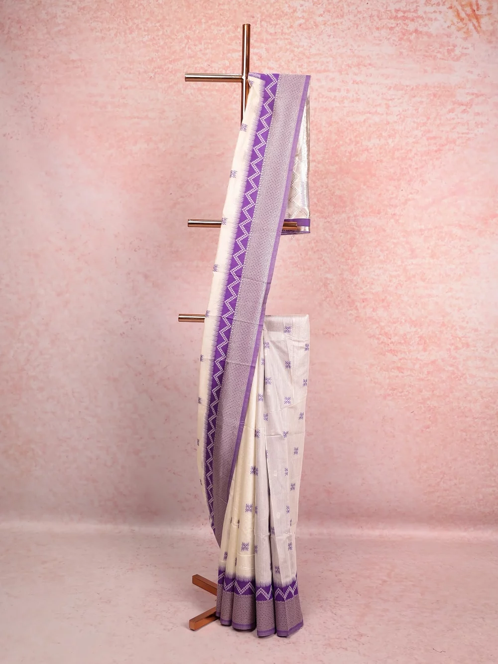 Cream Semi Jute Saree