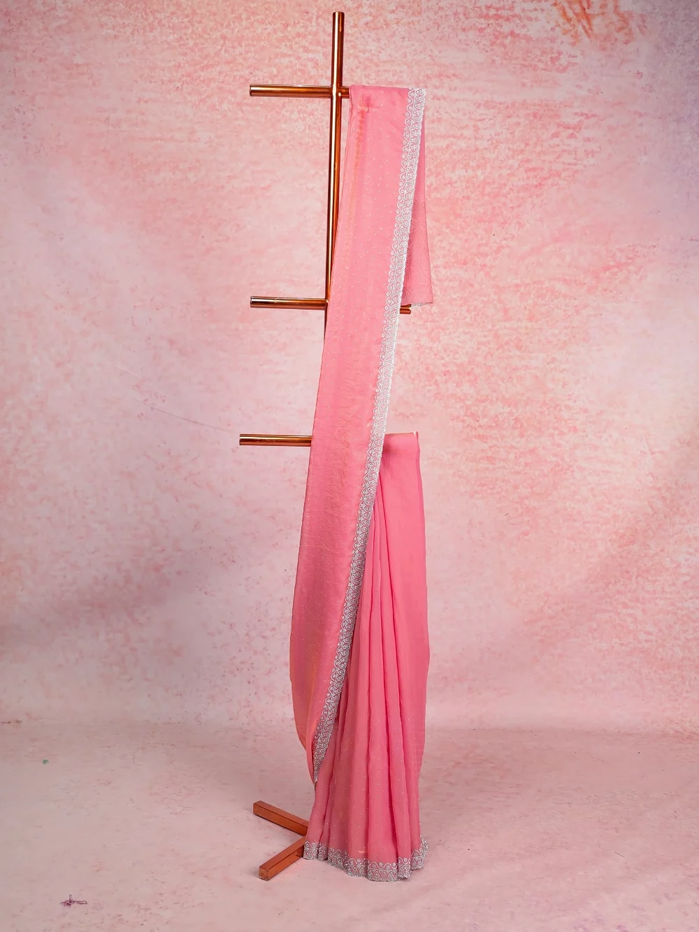 Baby Pink Tissue Organza Saree