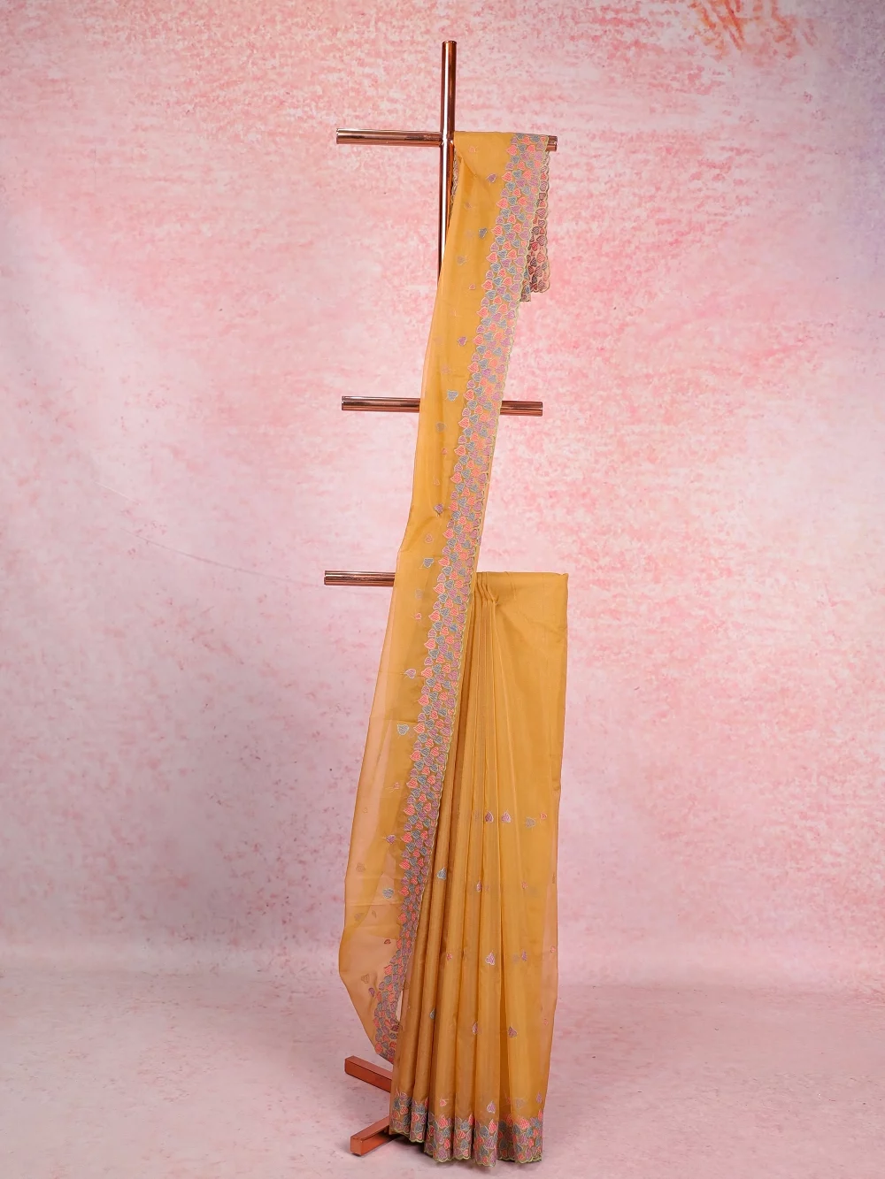 Mustard Yellow Organza Saree