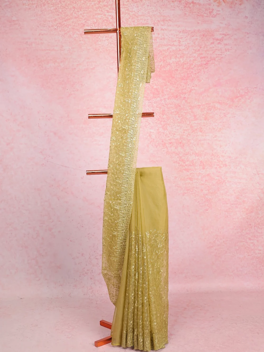 Mehandi Green Organza Saree