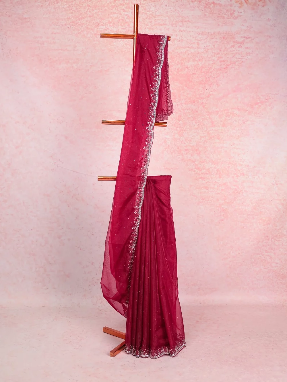 Maroon Organza Saree