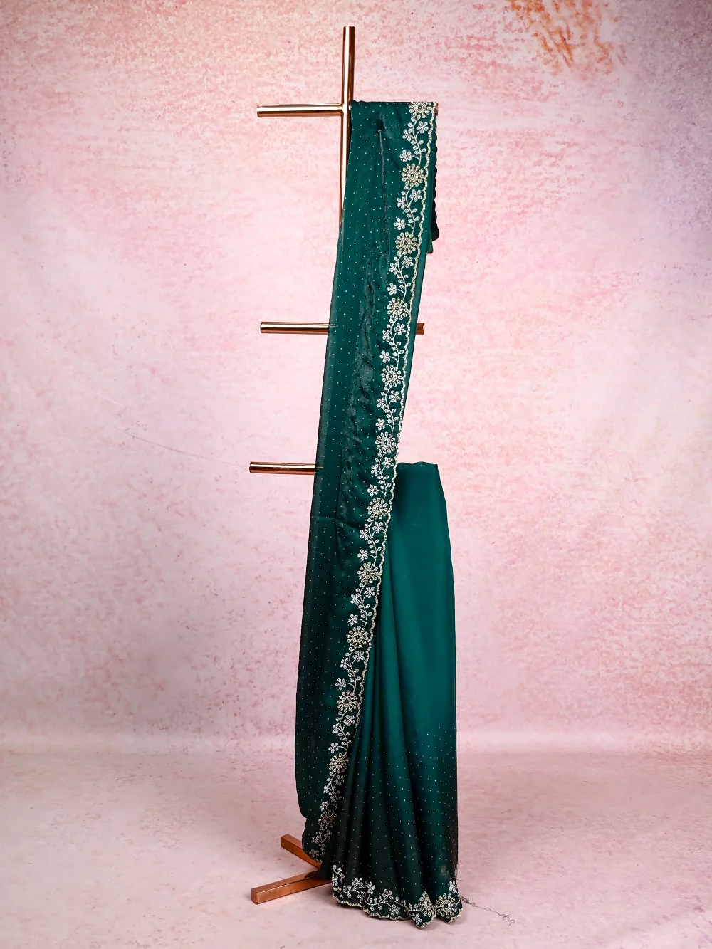 Bottle green Organza Saree