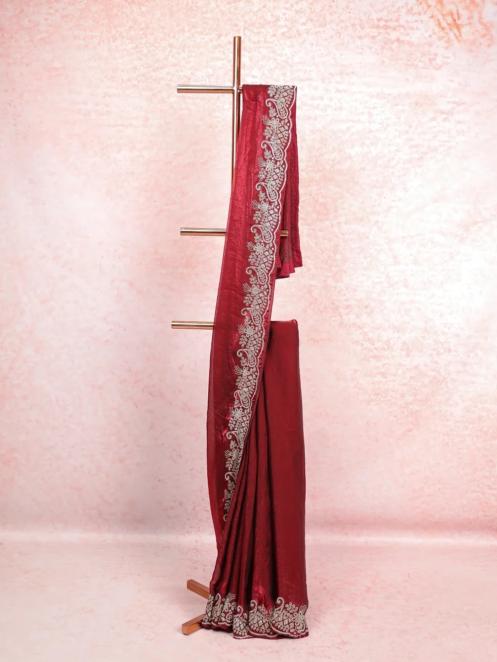 Maroon Organza Saree
