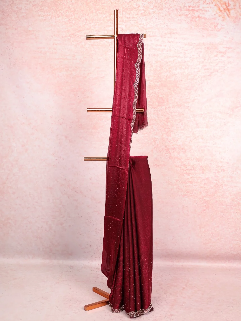 Maroon Tissue Organza Saree