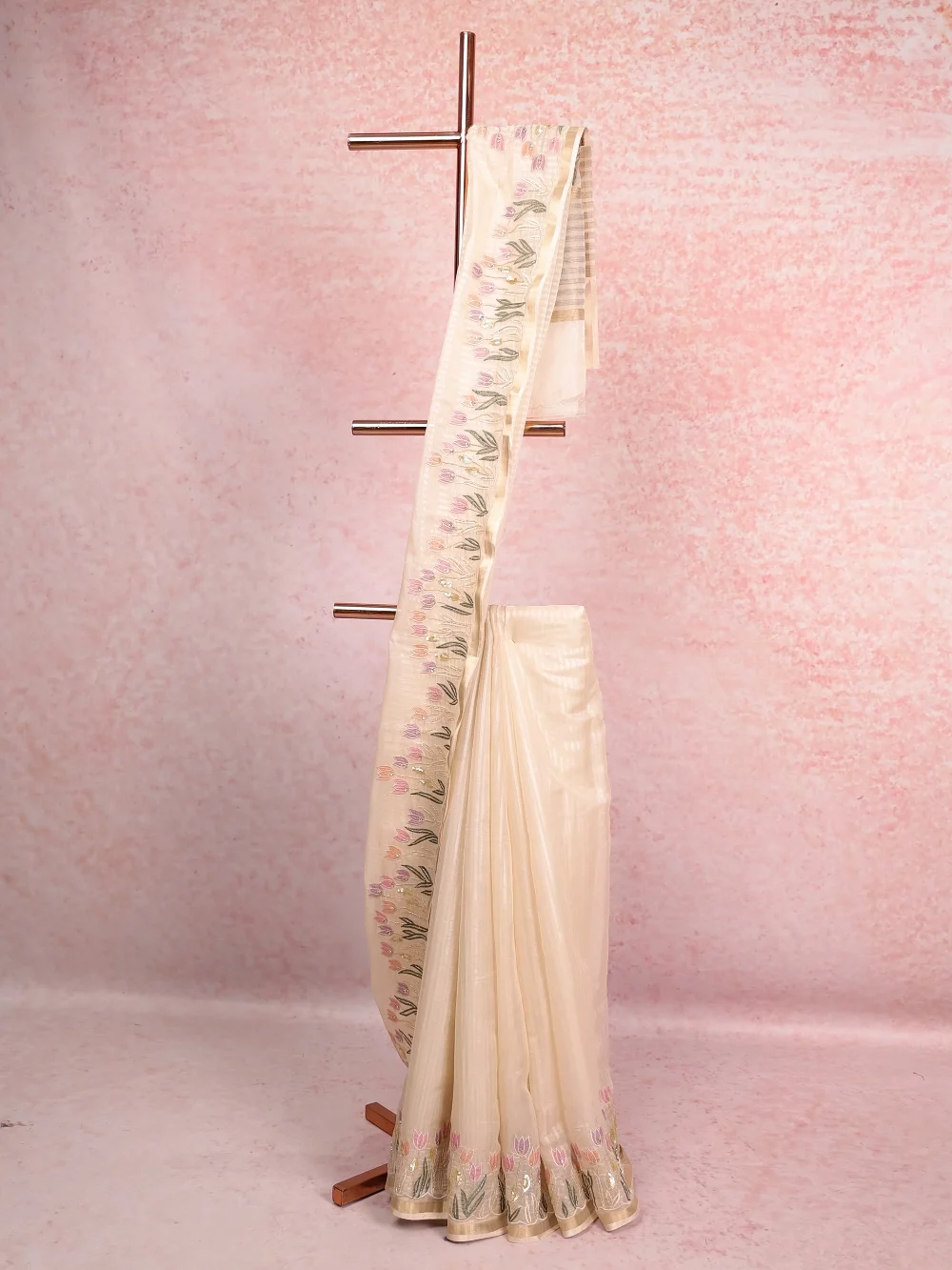 Off White Tissue Organza Saree