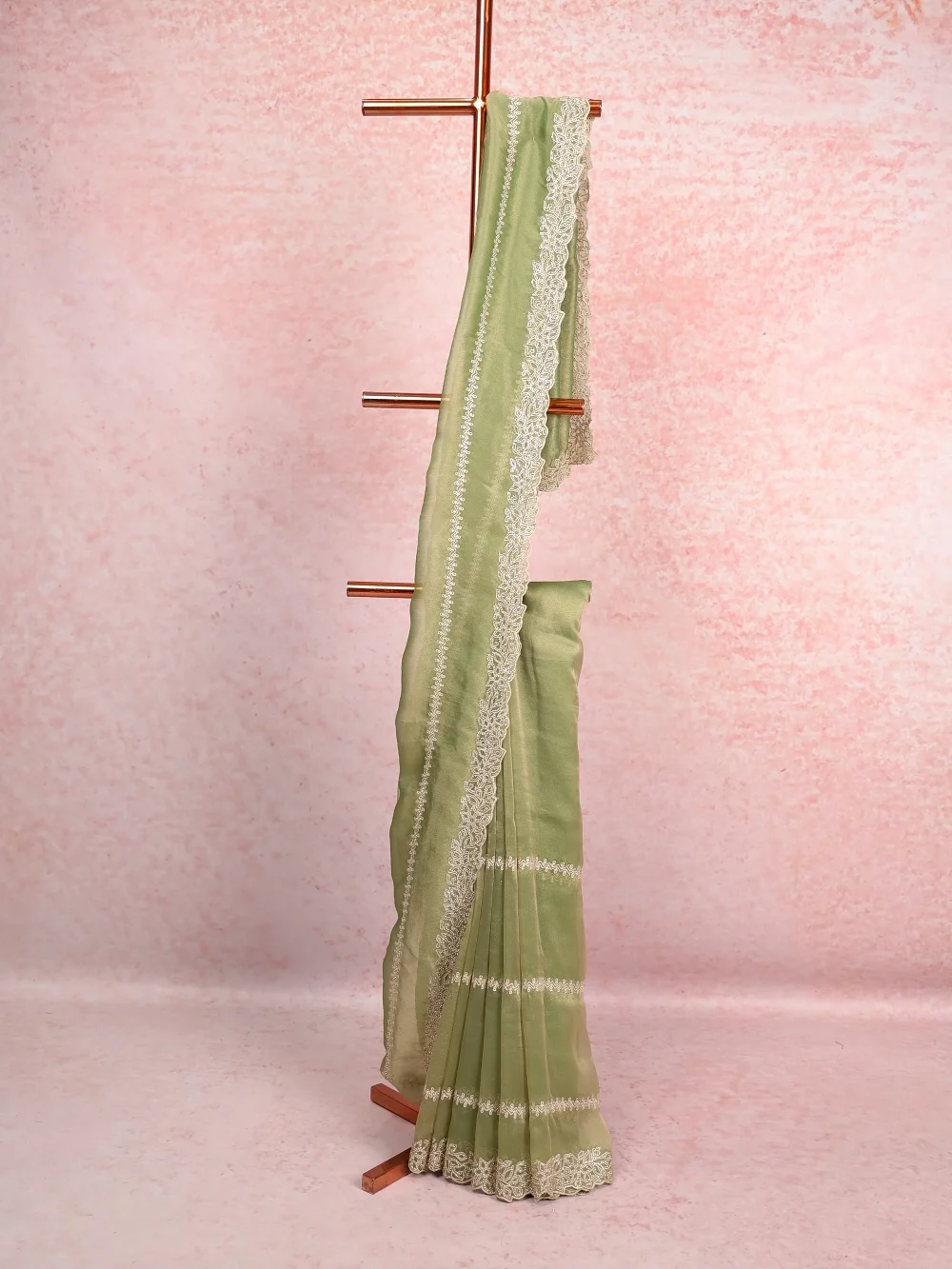 Pastel Green Tissue Organza Saree