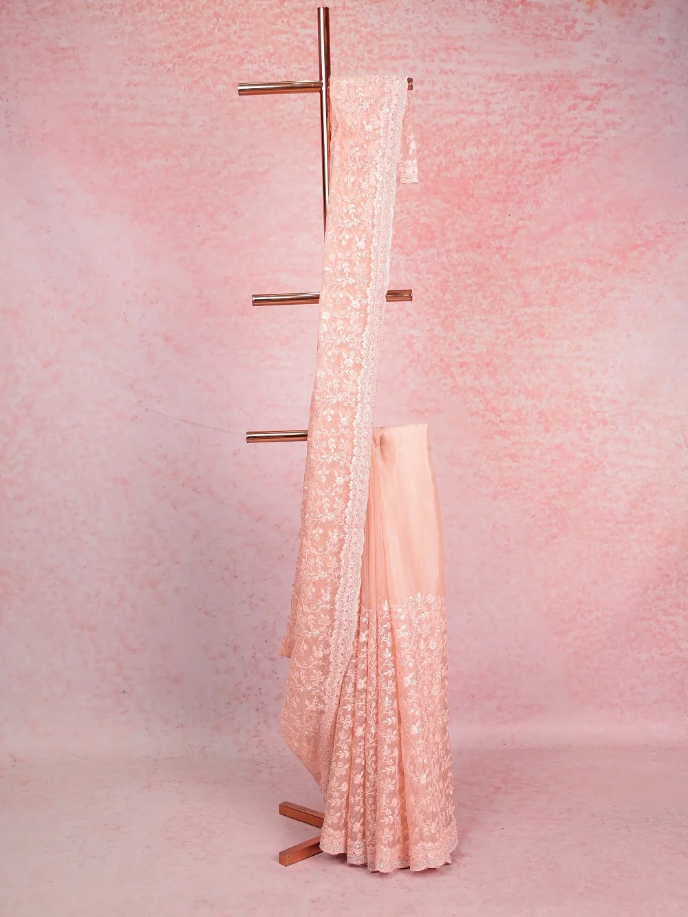 Light Peach Organza Saree