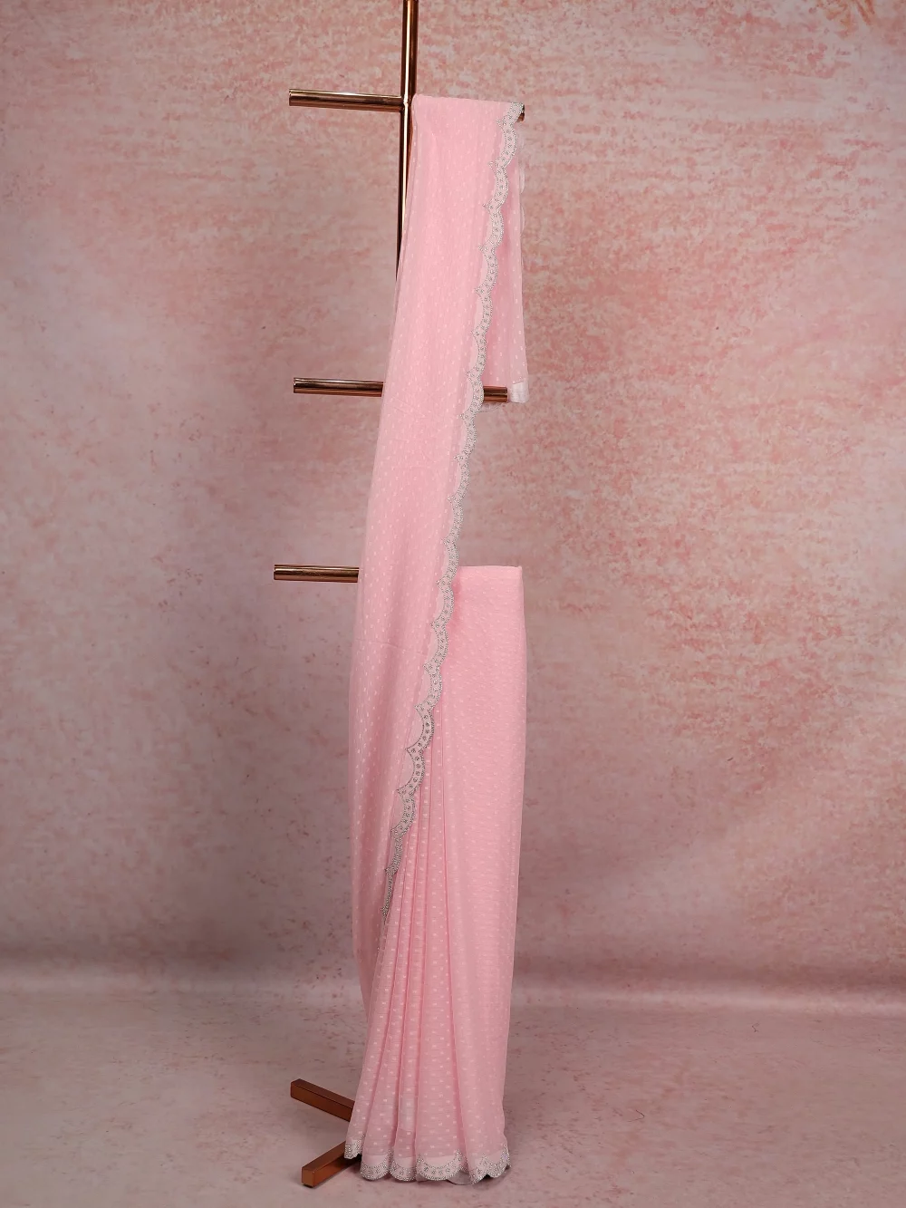 Baby Pink Georgette Saree