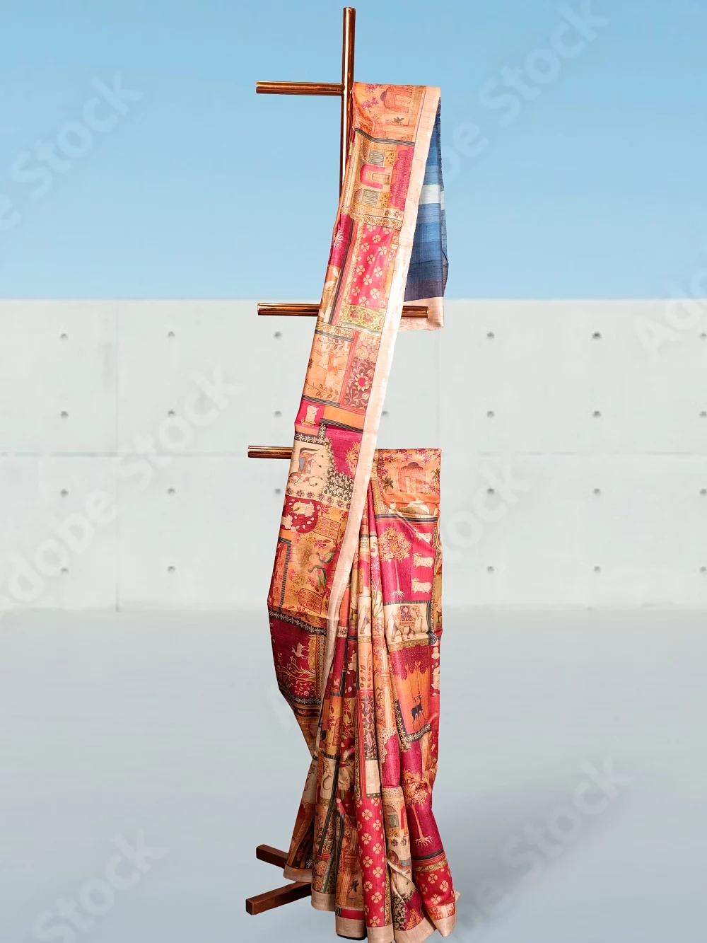 Multicolours Tussar Silk Saree