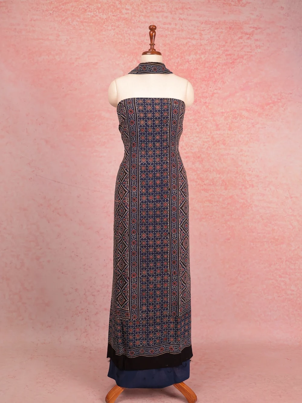 Blue Georgette Ajrakh Unstitched Churidhar Material