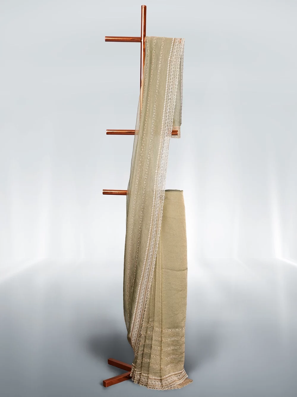 Olive Green Crush Saree