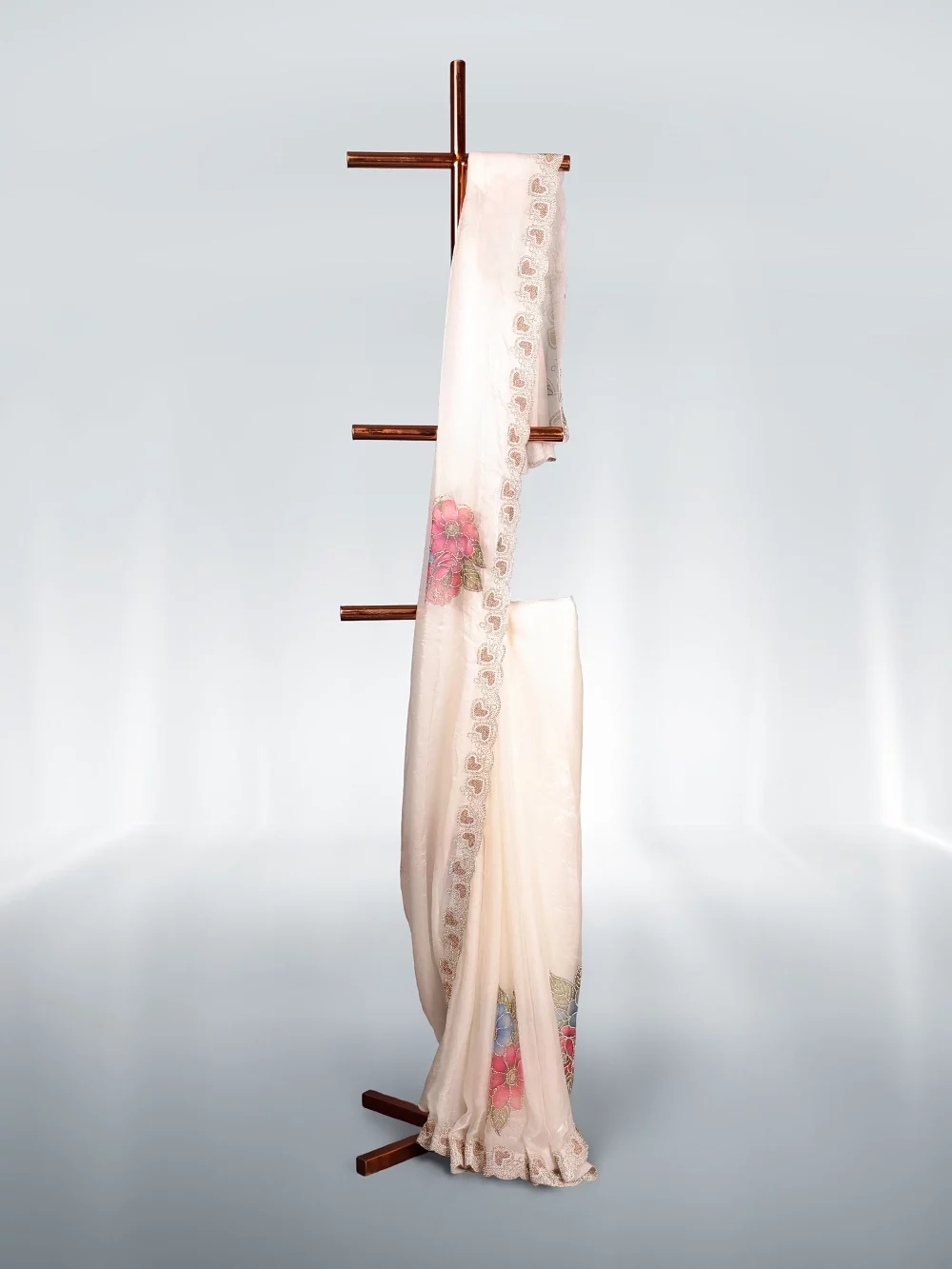 Off White Crush Organza Saree