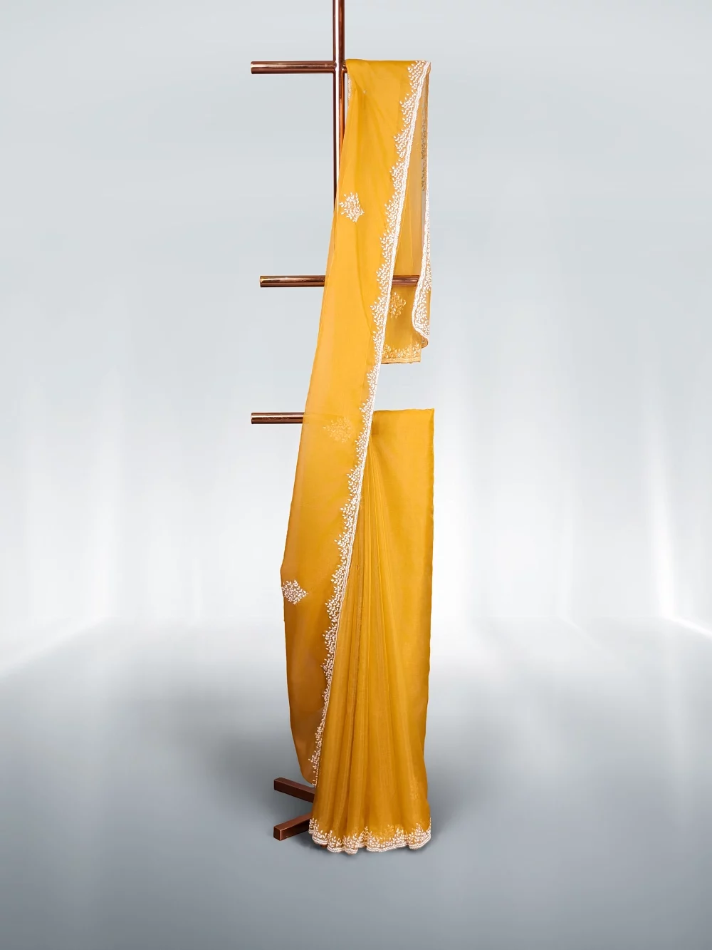 Mustard Yellow Organza Saree