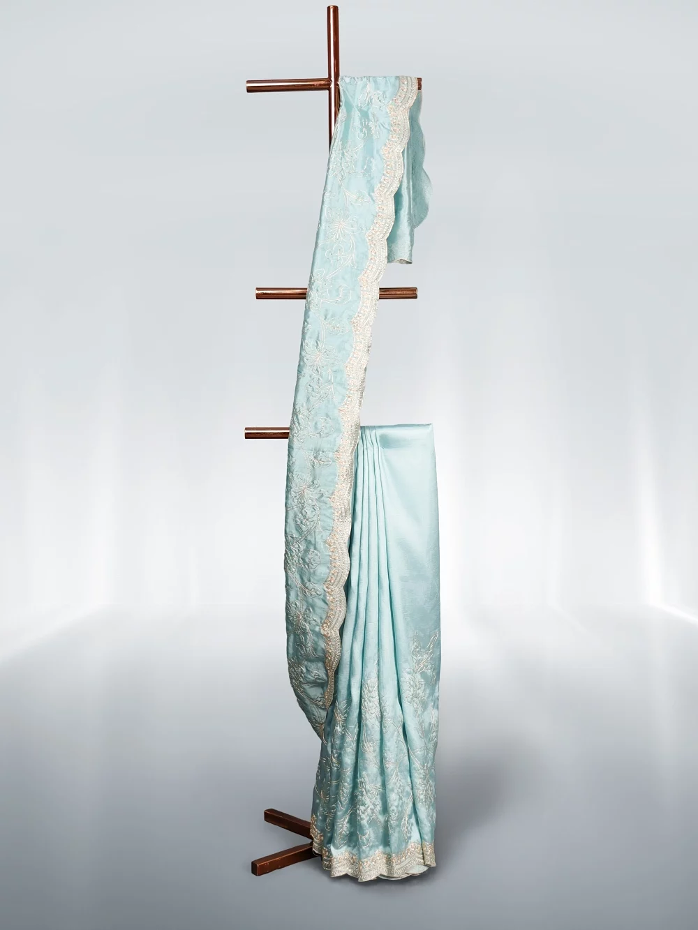 Powder Blue Crepe Saree