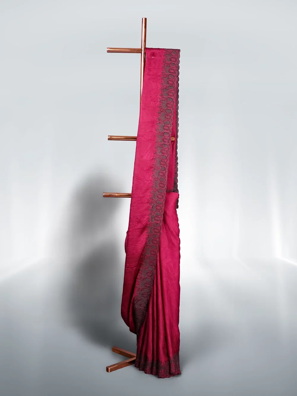 Wine Crepe Saree