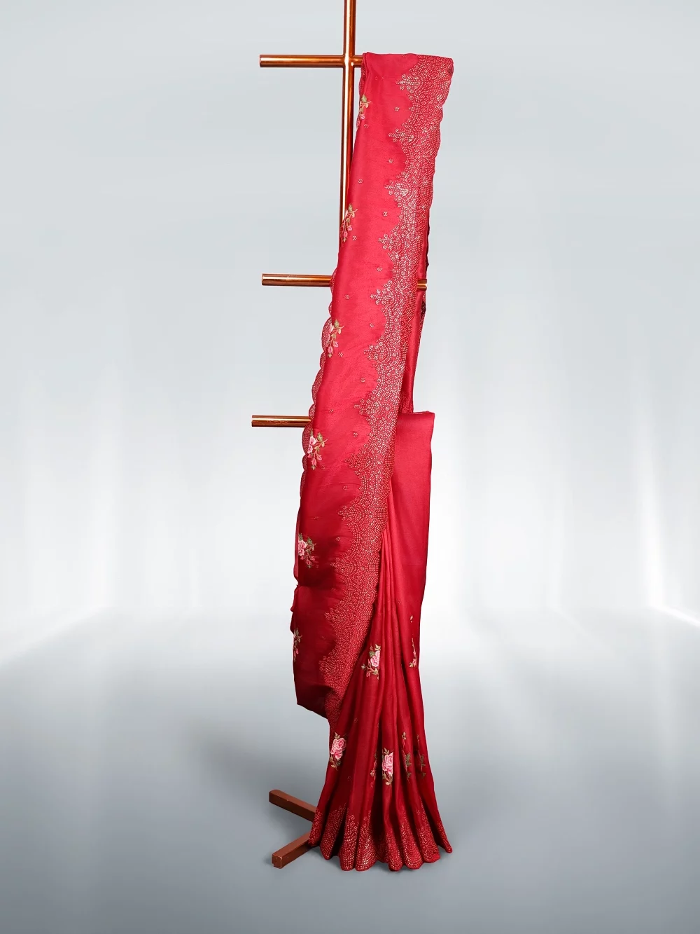 Maroon Tissue Organza Saree