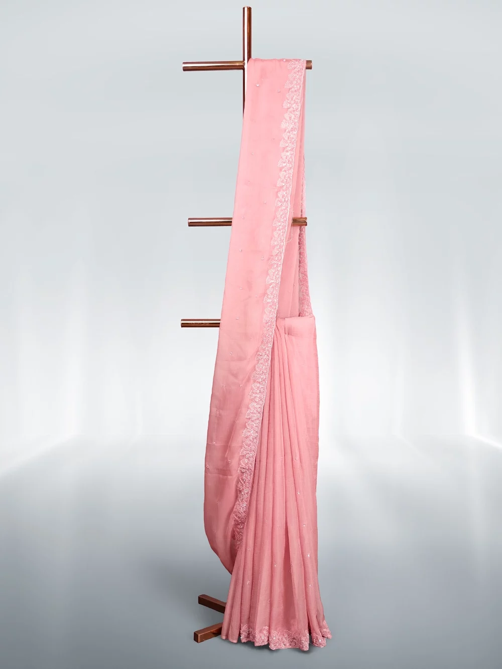 Peach Pink Crush Saree