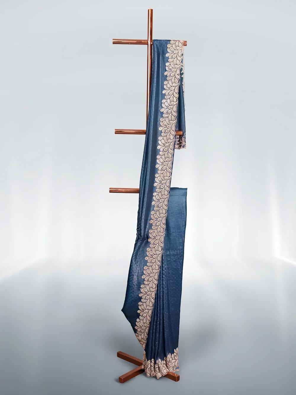 Peacock Blue Tissue Organza Saree